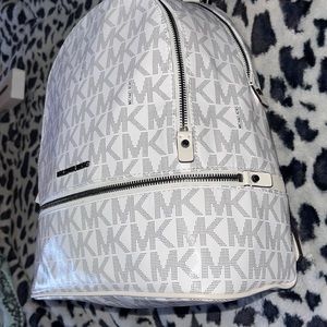 Michael Kors Optic White Rhea Medium Logo Backpack